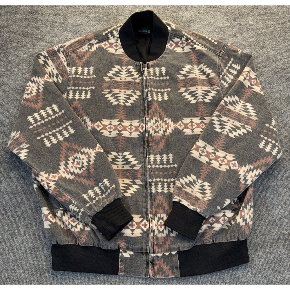 Sterling Kreek Women XL Southwestern Aztec Bomber Jacket Western Cotton Zip Up